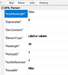 Screenshot of Trados Studio XML Parser settings showing 'AutoMaxLength' set to false and 'Maxlength' set to 30.