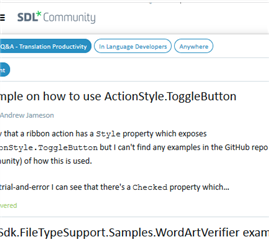 Screenshot of Trados Studio Community Web UI in Chrome showing clear visibility of the search bar.
