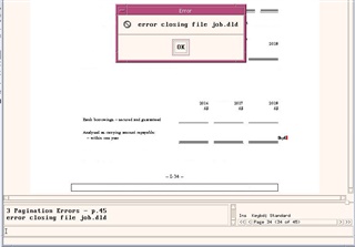Screenshot of Trados Studio error message reading 'error closing file Job.4ld' with an 'OK' button.