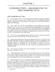 Screenshot of a print PDF for Chapter 1 titled 'Introduction - Background to the Charities Acts' with footnotes at the bottom of the page.