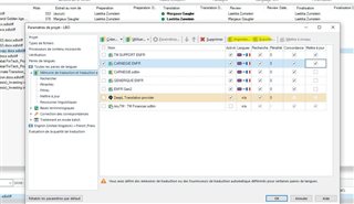 Screenshot of Trados Studio showing a selected project with GroupShare status and a list of language pairs with translation progress bars.