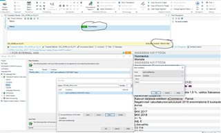 Screenshot of Trados Studio showing a project with disabled ANY_TMs highlighted in yellow and a filter settings window open with no visible errors.
