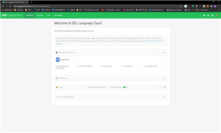 Screenshot of SDL Language Cloud welcome page with options for termbases and no visible online editor.