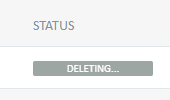 Screenshot showing the status of a Trados Studio project stuck on 'DELETING...' without completion.