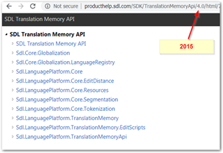 Screenshot of SDL Translation Memory API documentation page for Studio 2015, highlighting the section on TranslationMemory.EditScripts.