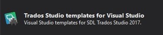 Trados Studio templates for Visual Studio banner, indicating Visual Studio templates for SDL Trados Studio 2017.