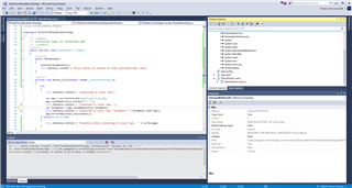 Screenshot of Trados Studio showing MultiTermStandAloneTestApp code in Visual Studio with an error message 'External component has thrown an exception'.