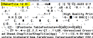 Screenshot of a Frame Maker file header showing version number 'MakerFile 12.0.'
