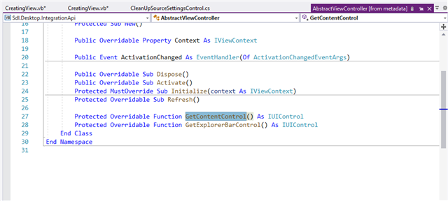 Screenshot of Trados Studio code with a line highlighted showing the initialization of a view with a command in VB.net.